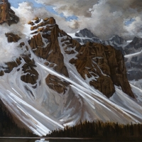 clouds descending on moraine lake