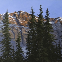 golden mountains above the trees