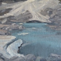 snow down to waters edge - pearl bugaboos