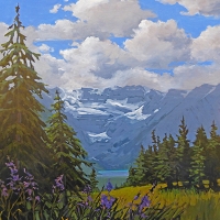 wildflowers overlooking lake louise