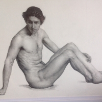 male sitting drawing