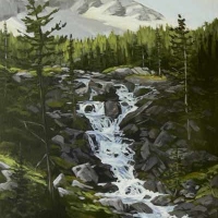light crossing mountain stream
