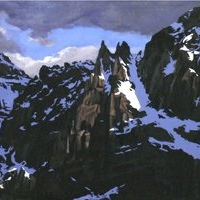 rugged peaks catching last light