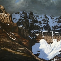 sunlit glacier above lake o'hara