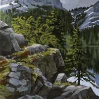 tricky path on lake o'hara shoreline