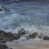 watching the crashing waves